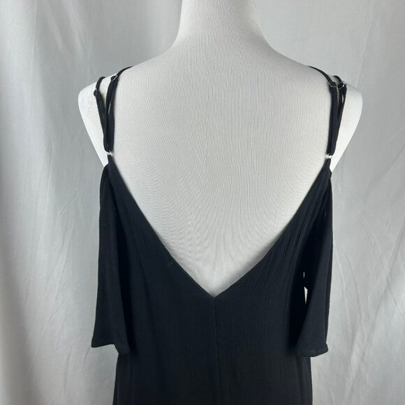NEW Lulus Afterglow Strappy Cold Shoulder Shift Dress Women‎ Large Black Mini - Picture 12 of 15